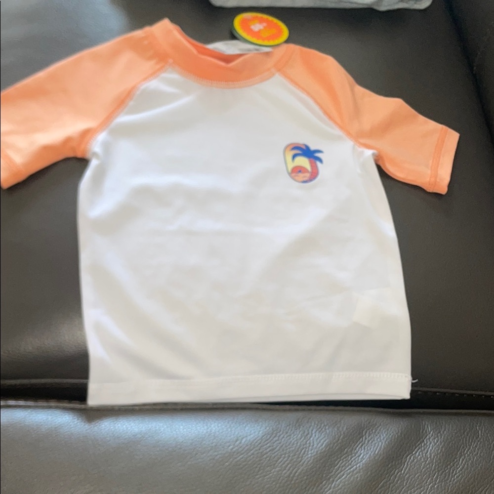 The Children's Place Orange and White Rashguard Swim Shirt